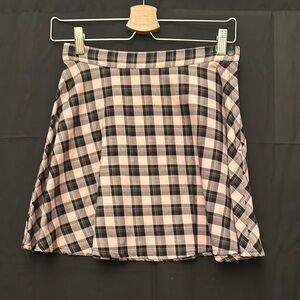 Plaid A-Line Skirt in Pink + Black. American Apparel.